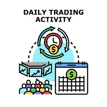 Daily trading activity concept with schedule and charts Stock-Illustration