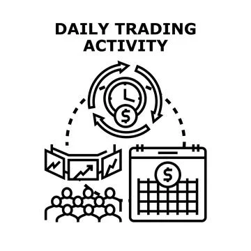 Daily trading activity concept with schedule and charts Stock Illustration
