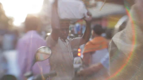 Daily wage workers carrying heavy load cargo, Mumbai, IndiaStock Footage