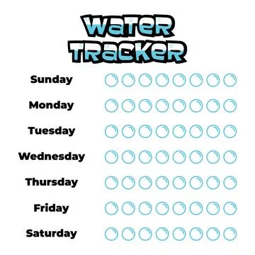 Daily water tracker balance vector calendar. Habit tracker concept and for Stock Illustration