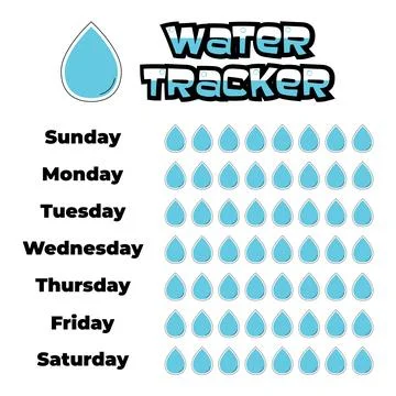 Daily water tracker balance vector calendar. Habit tracker concept and for Stock Illustration
