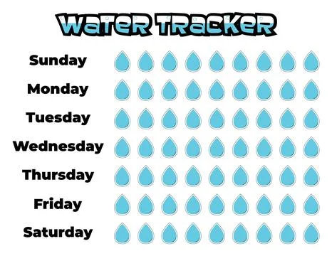 Daily water tracker balance vector calendar. Habit tracker concept and for Stock Illustration