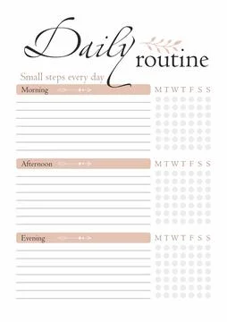 Daily Weekly Everyday Routine Planner Printable A4 Stock Illustration