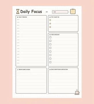 Daily wellness tracker and self care habit planner vector template Stock Illustration
