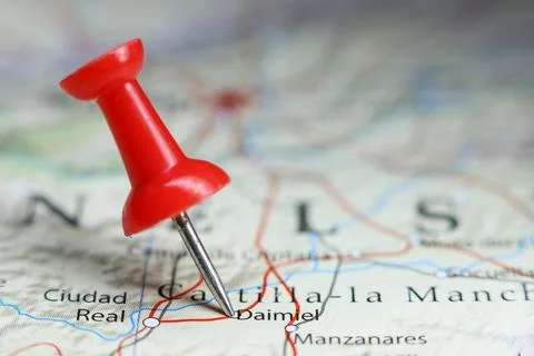 Daimel, Spain pin on map Stock Photos