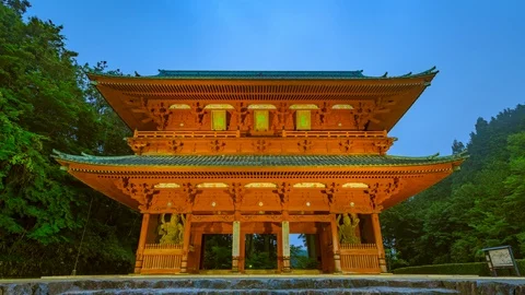 Daimon Gate blue hour, Mount Koyasan, Wakayama, Japan Stock Footage 115982114