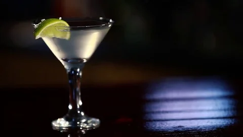 Daiquiri cocktail is on the bar. Stock Footage 80309289