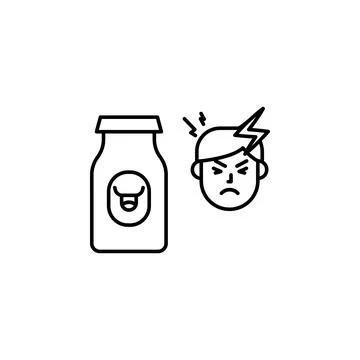 Dairy, allergic face icon. Element of problems with allergies icon. Thin line Illustrazione stock