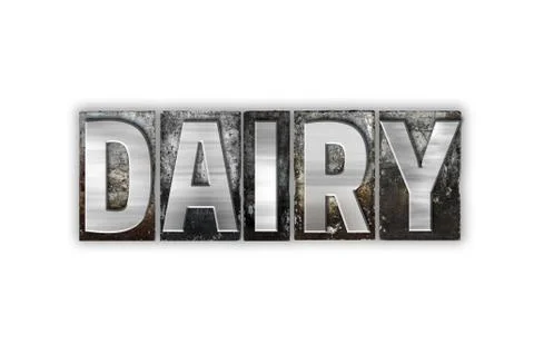 Dairy Concept Isolated Metal Letterpress Type Stock Illustration