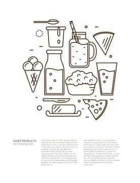 Dairy icon set in line style design. Stock Illustration