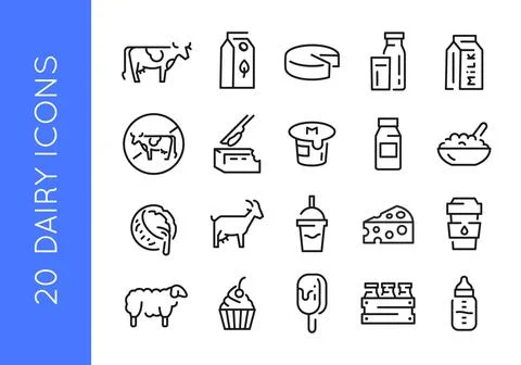 Dairy Icons Set Stock Illustration