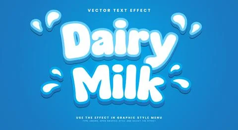 Dairy Milk 3d editable text effect Template Stock Illustration