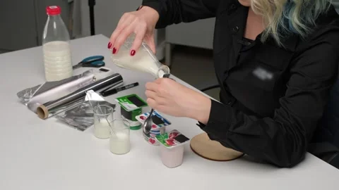 Dairy Product Testing in a Science Lab Stock Footage 306322985