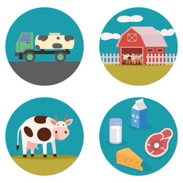Dairy products flat illustration Stock Illustration
