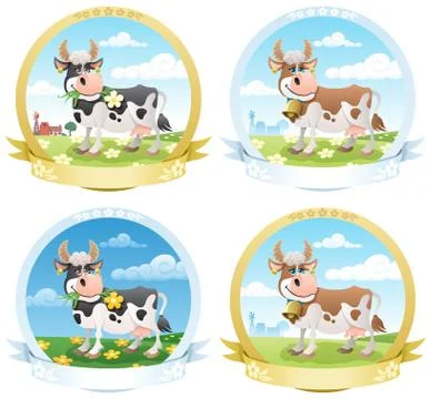 Dairy Products Labels Stock Illustration