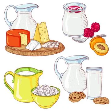 Dairy products set Stock Illustration