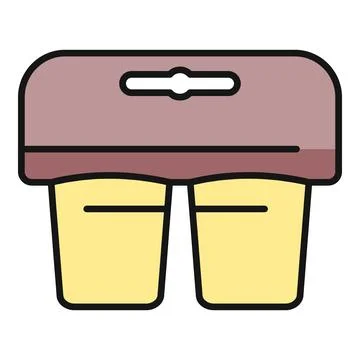 Dairy snack yogurt containers flat icon design Stock Illustration
