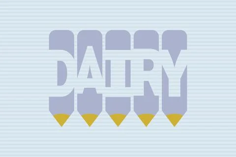 Dairy typography negative space word vector illustration. Illustrazione stock