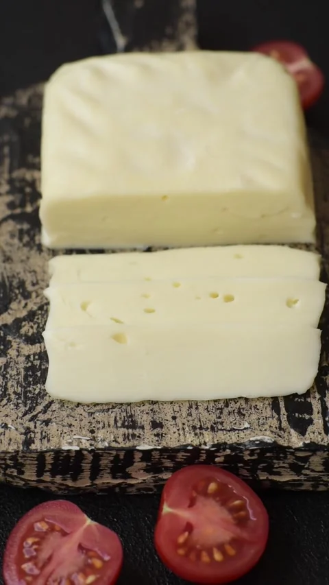Dairy white mozzarella cheese sliced Stock Footage 306474111