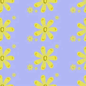 Daisies pattern seamless violet background Illustrazione stock