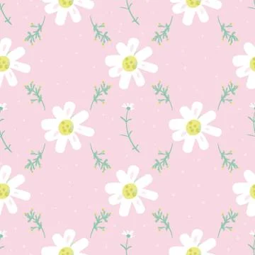 Daisies seamless vector pattern in pastel colors Stock Illustration
