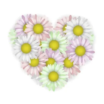 Daisies in the shape of a heart. Stock Illustration