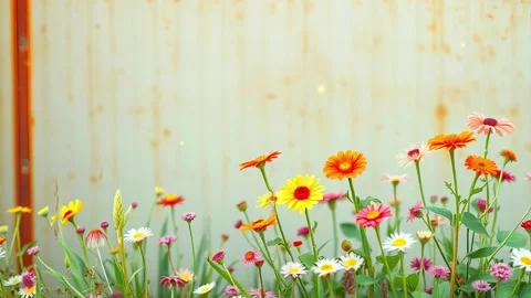 Daisies with a Silver Backdrop: Silver, Flowers, Leaves and Stems for a Colorfu Stock Footage 318051215
