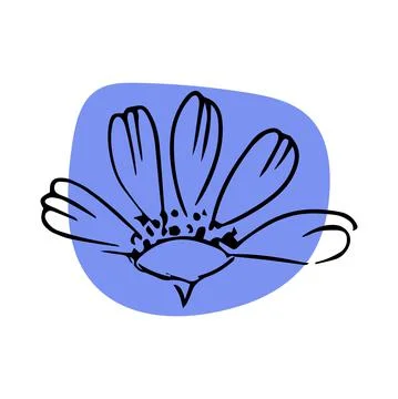 Daisy with abstract shapes hand drawn illustration. Line art. Isolated on white Stock-Illustration