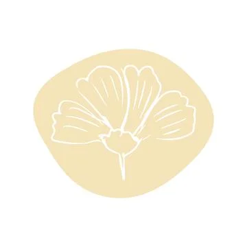 Daisy with abstract shapes hand drawn illustration. Line art. Isolated on white Stock Illustration