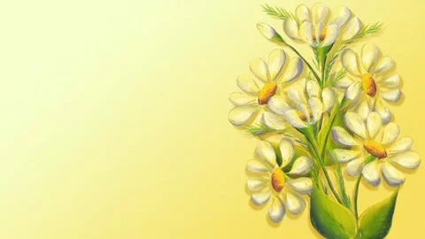 Daisy animation on yellow background Stock Footage 328996665
