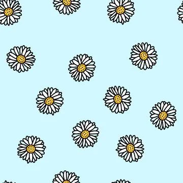 Daisy blossom spring vector seamless pattern Stockillustratie