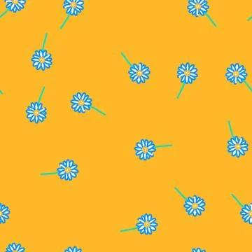Daisy blossom spring vector seamless pattern 스톡 일러스트