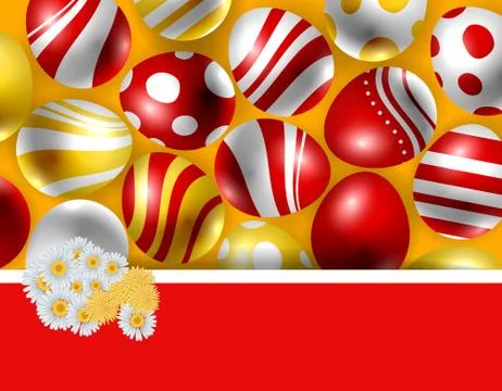 Daisy  bouquet and easter eggs Stock Illustration