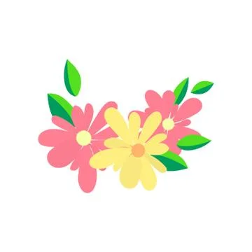 Daisy chamomile icon. Three cute round flower plant bouquet. Growing concept Illustrazione stock