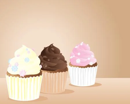 Daisy cup cakes Stock Illustration