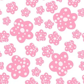 Daisy field. Simple chamomile flowers seamless pattern. Illustrazione stock