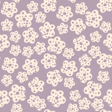 Daisy field. Simple chamomile flowers seamless pattern. Stock Illustration