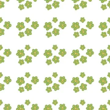 Daisy field. Simple chamomile flowers seamless pattern. Stock Illustration