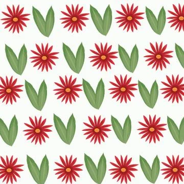 Daisy flower and leaf decorative seamless pattern イラスト素材