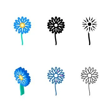 Daisy flower color icon vector variations Stock Illustration