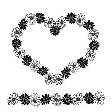 Daisy flower floral elements hand drawn elements Stock Illustration