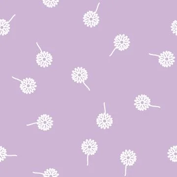 Daisy flower line vector seamless pattern Illustrazione stock