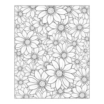 Daisy flower pattern line art, gerbera daisy outlining,  gerbera daisy drawing Stock Illustration