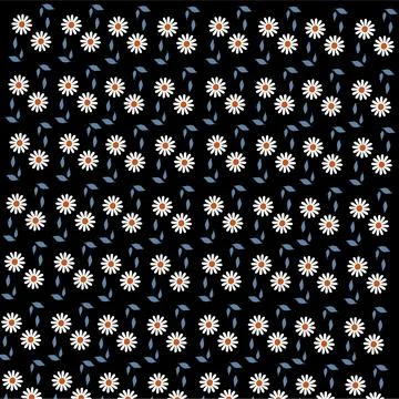 Daisy flower seamless on black background illustration. Stock Illustration