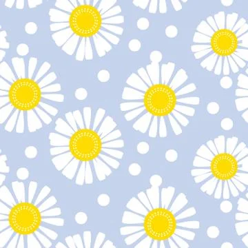 Daisy flower seamless pattern for background Illustrazione stock