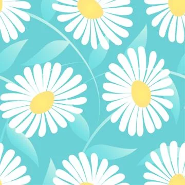Daisy flower in a seamless pattern Stock Illustration