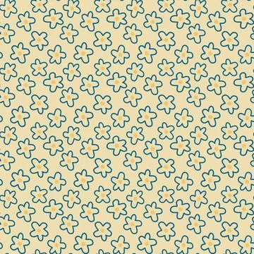 Daisy flower seamless pattern on yellow background illustration. Pretty carto Stock Illustration