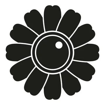 Daisy flower vector logo icon black silhouette Stock Illustration