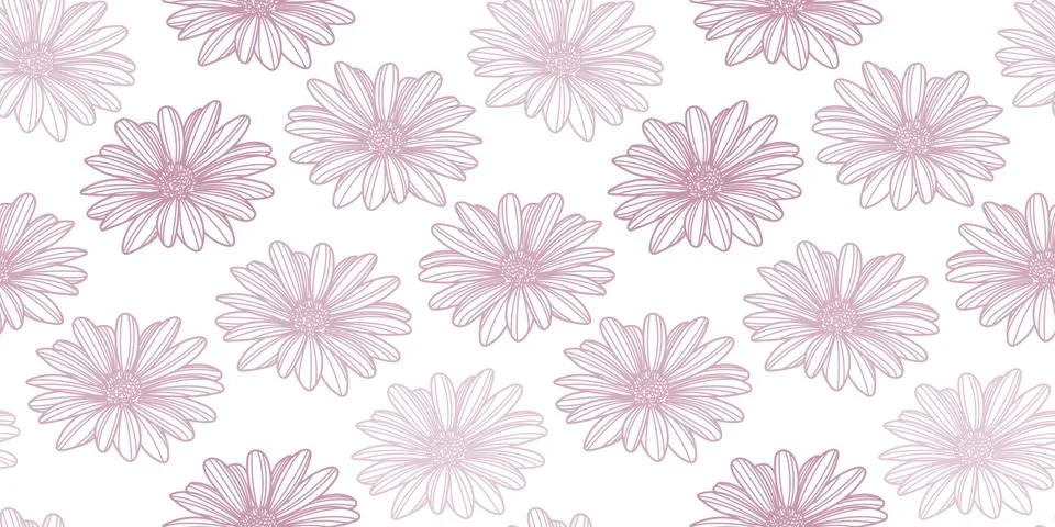 Daisy flower vector pattern background. Pastel pink pattern. Illustrazione stock
