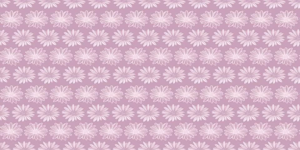 Daisy flower vector pattern background. Pink wallpaper. イラスト素材